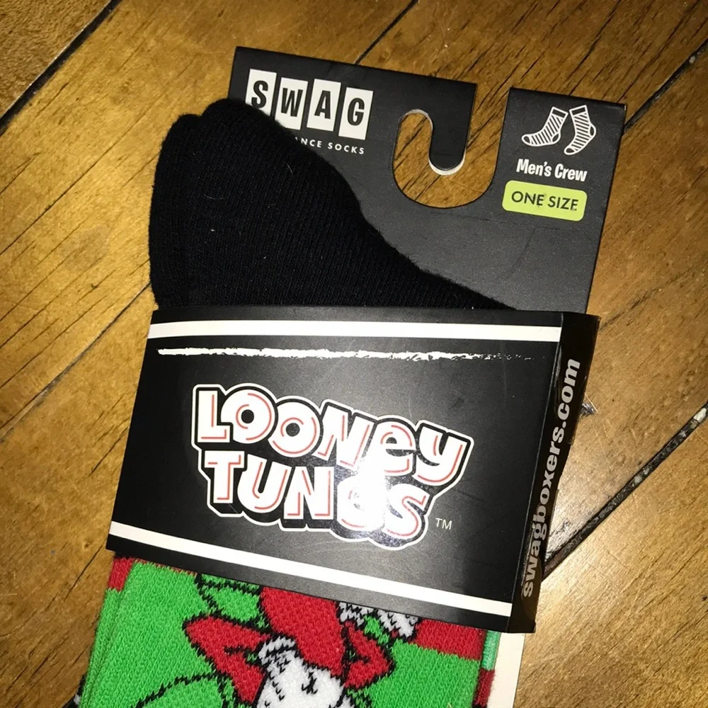 Warner Bros. Marvin the Martian Crew Socks - Green,‎ Black & Red